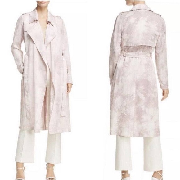 💫HP‼️💫 NWT BADGLEY MISCHKA Tie Dye Lyocell Trench Coat, Sunrise/White, Sz M-XL - Picture 9 of 12